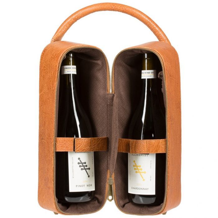 Double Leather Wine Zip Case 