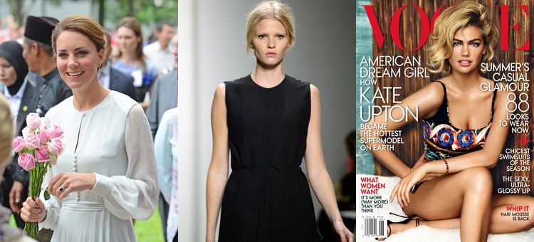 Kate Middleton, Lara Stone and Kate Upton