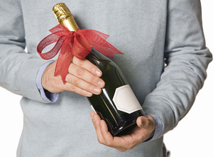 Man with champagne gift