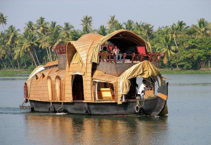 Houseboats meandering in Kerala backwaters