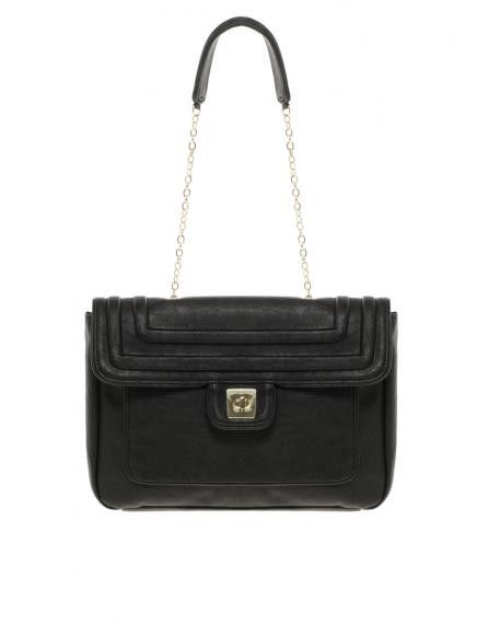 Black leather look chain bag