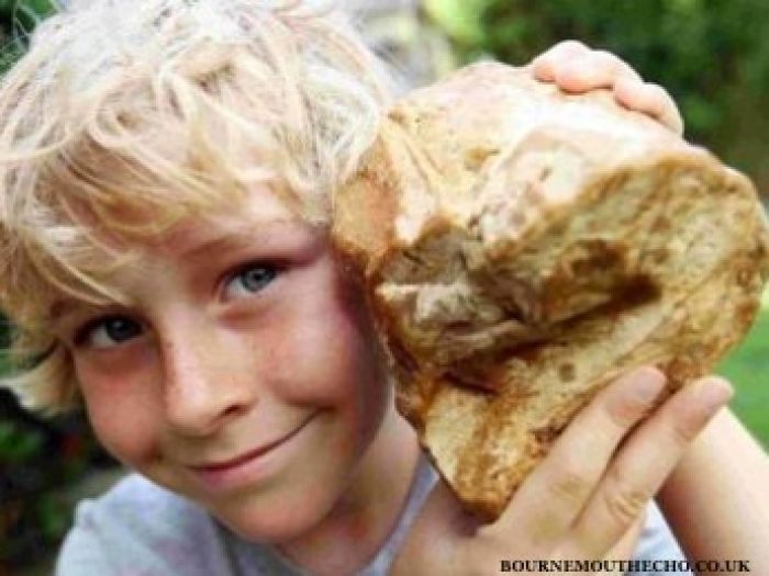 Boy with ambergris find