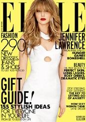 Jennifer Lawrence on cover of Dec. 2012 Elle magazine