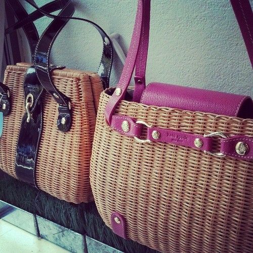 Kate Spade wicker basket purses at a consignment store