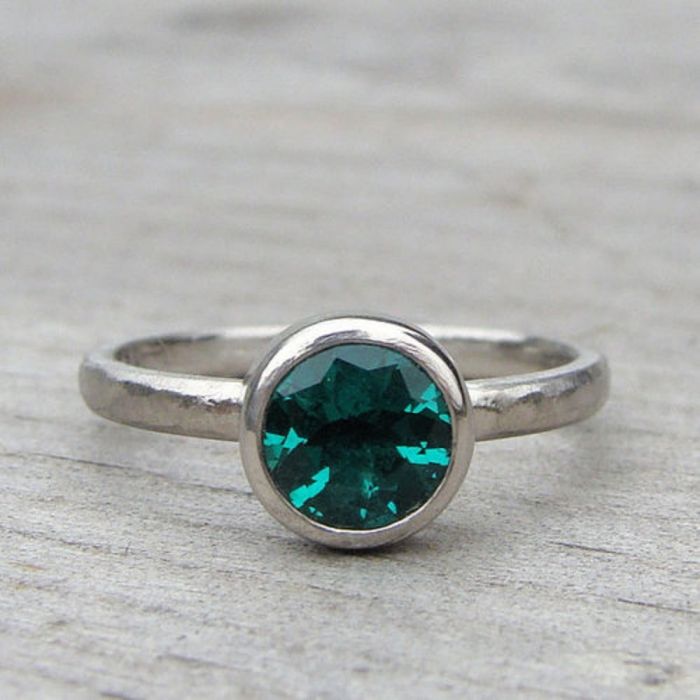 Chatham Emerald and Recycled 950 Palladium Engagement Ring