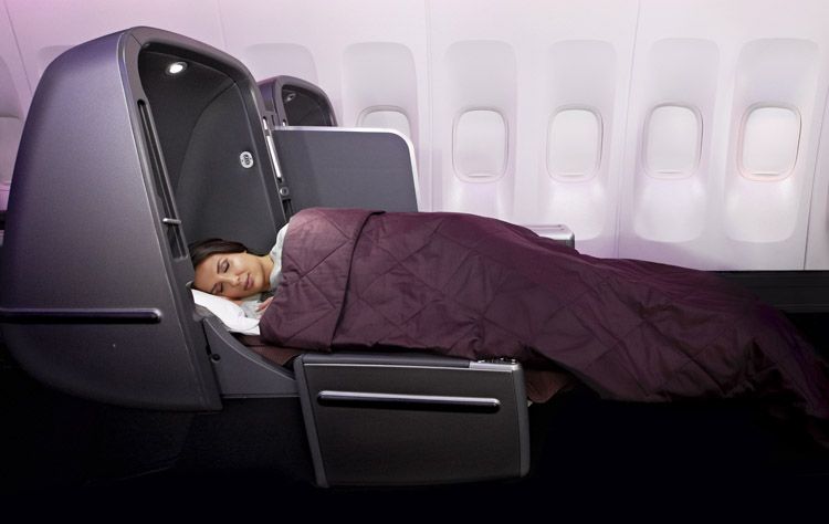 sleeping international flight