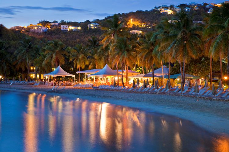 The Westin St. John Resort & Villas beach at night