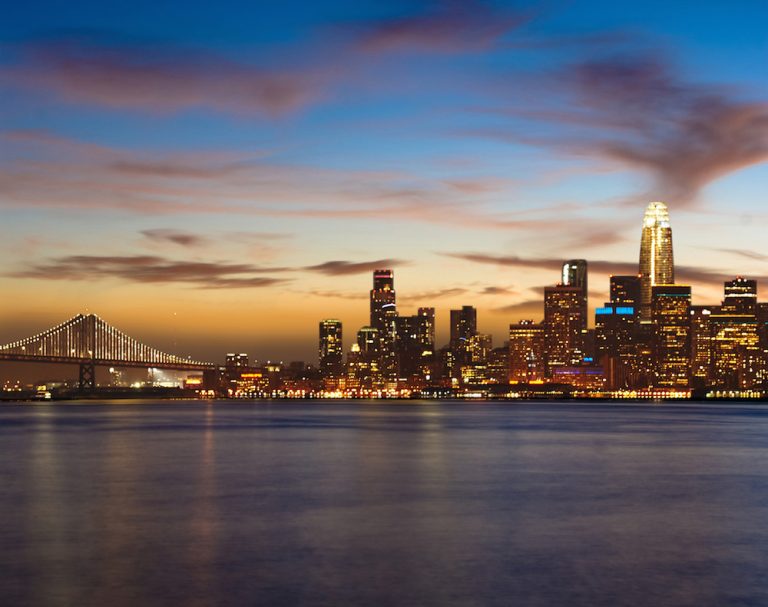 San Francisco at dusk.