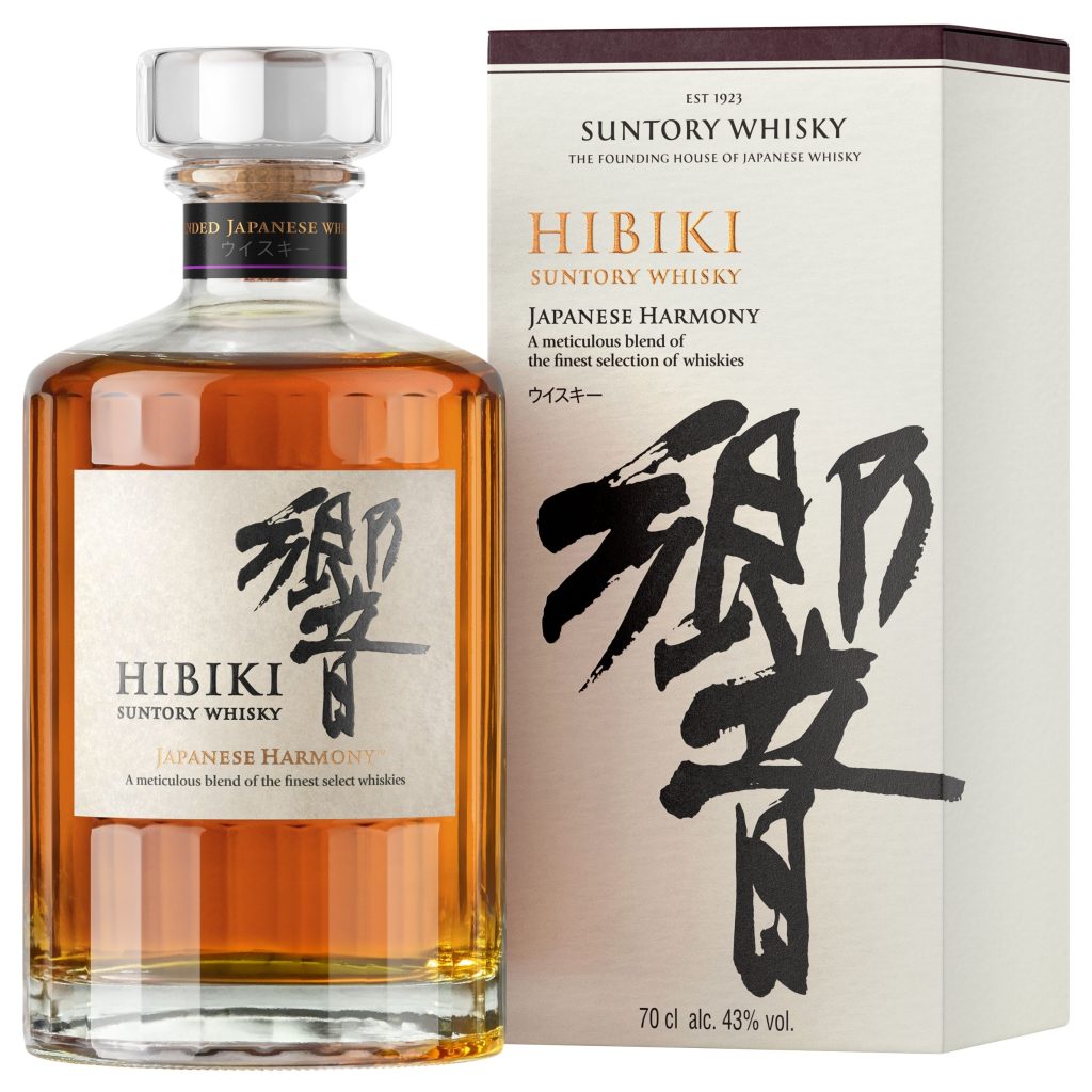 Hibiki Japanese Harmony whisky bottle with elegant packaging, featured in a Valentine's Day gift guide for 2026.