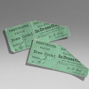 Ford's Theatre tickets for the Dress Circle section from the night of Lincoln's assassination.