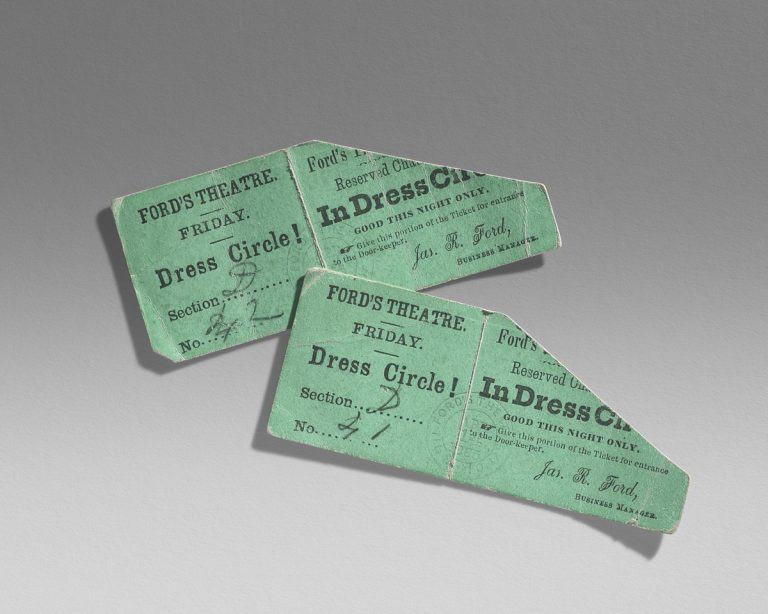 Ford's Theatre tickets for the Dress Circle section from the night of Lincoln's assassination.
