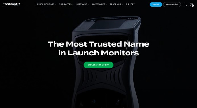 Foresight launch monitor showcasing its trusted technology for serious golfers at home.
