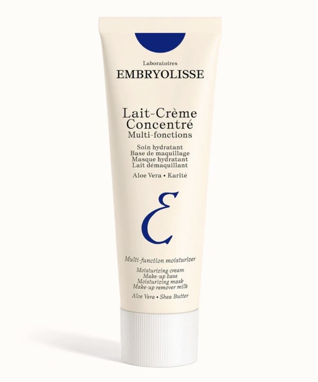 Embryolisse Lait-Crème Concentré multi-function moisturizer with aloe vera and shea butter in a cream tube.
