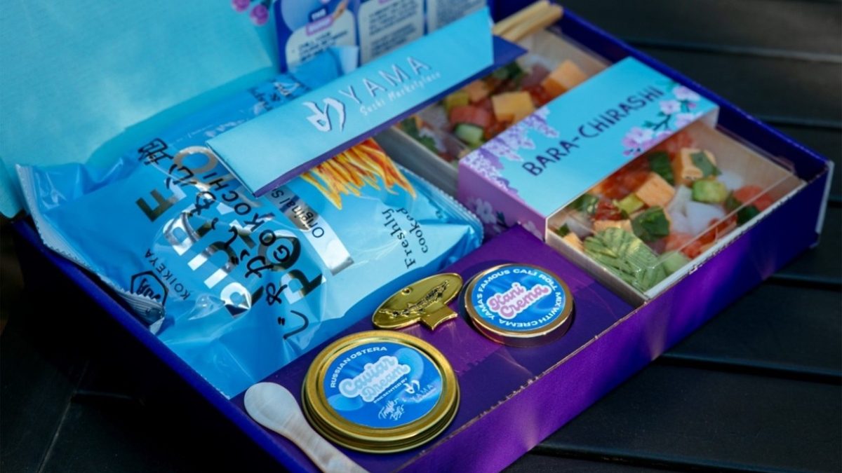 Luxury Caviar Dream Box featuring assorted sushi, caviar, and a decorative presentation from Yama Sushi Marketplace.