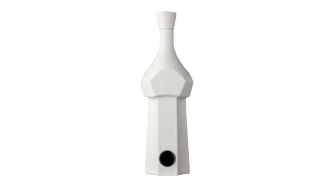 Unique white tequila bottle with a geometric design and a round black base, featured in the coolest tequila bottles of 2026.