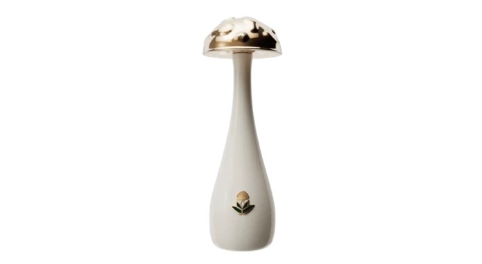 Elegant white tequila bottle with a gold cap and floral design, featured in the coolest tequila bottles of 2026.