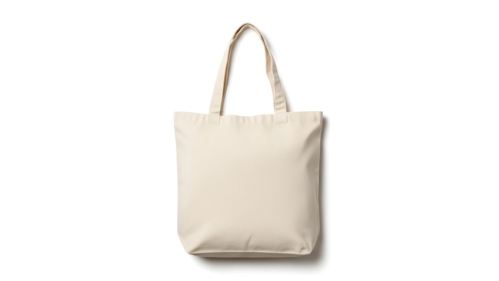 Beige canvas tote bag with sturdy handles, combining practicality and style for everyday use.