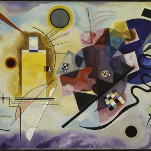 Abstract composition featuring vibrant colors and geometric shapes by Kandinsky, reflecting dynamic movement and emotion.