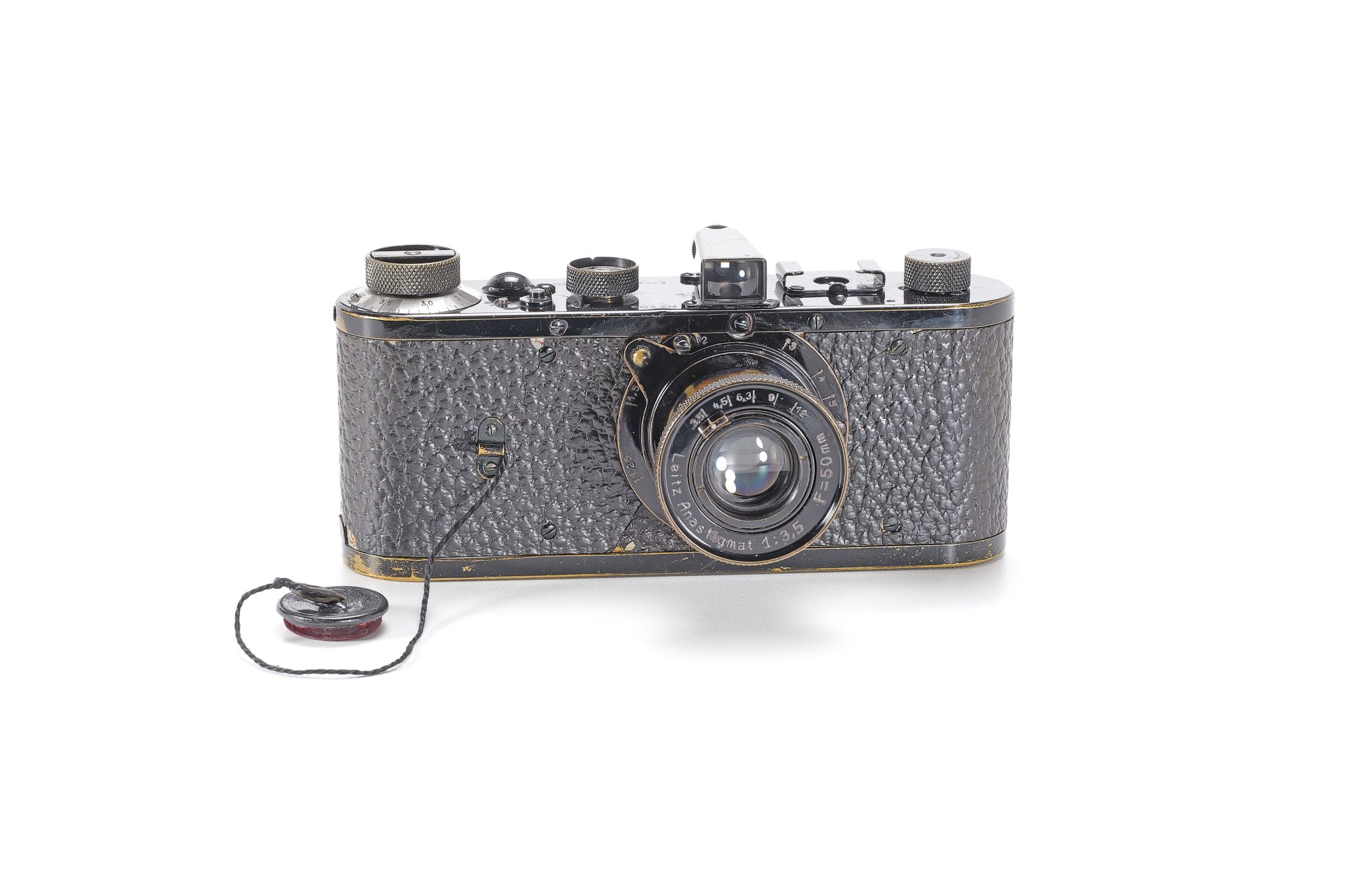 Historic Leica camera sold at auction for €4.25 million, showcasing its classic design and vintage craftsmanship.