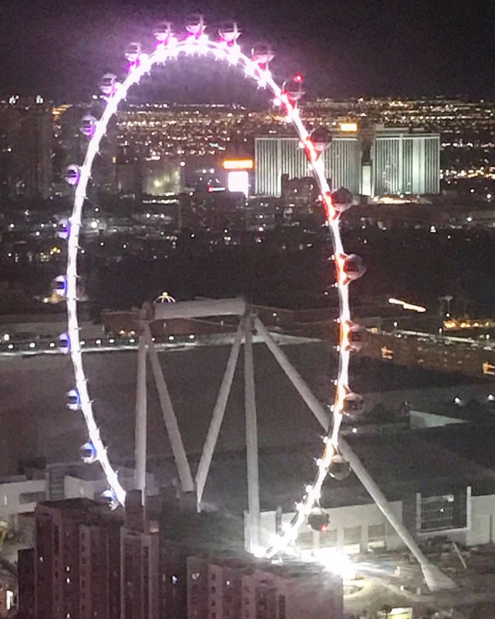 The Famous Las Vegas Strip In Front Of The Paris Casino. Picture Shows The  Paris Balloon And The Eiffel Tower Replica Which Is About Half The Size Of  The Original In France