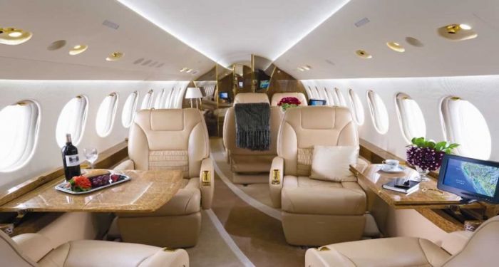 Private jet interior/Doug Gollan