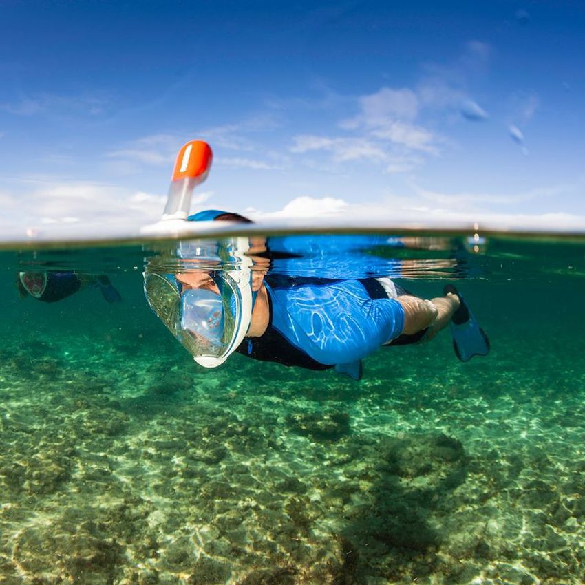 The Easybreath Snorkeling Mask in use