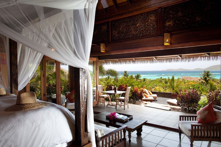 guestroom at the great house necker island