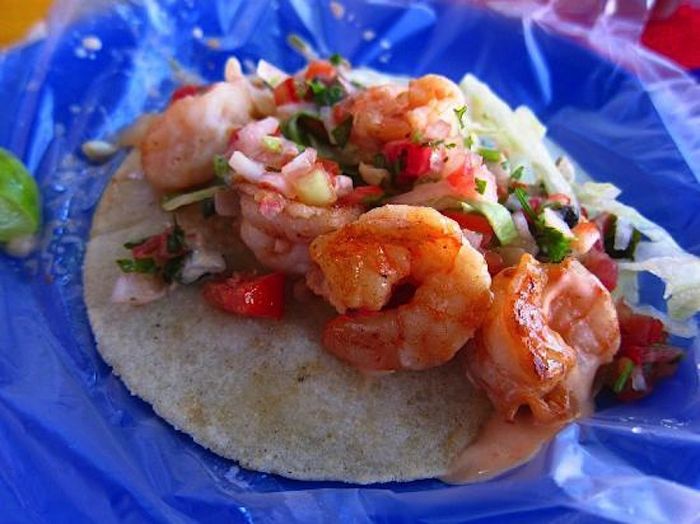 Fresh shrimp taco from Mariscos Cisneros