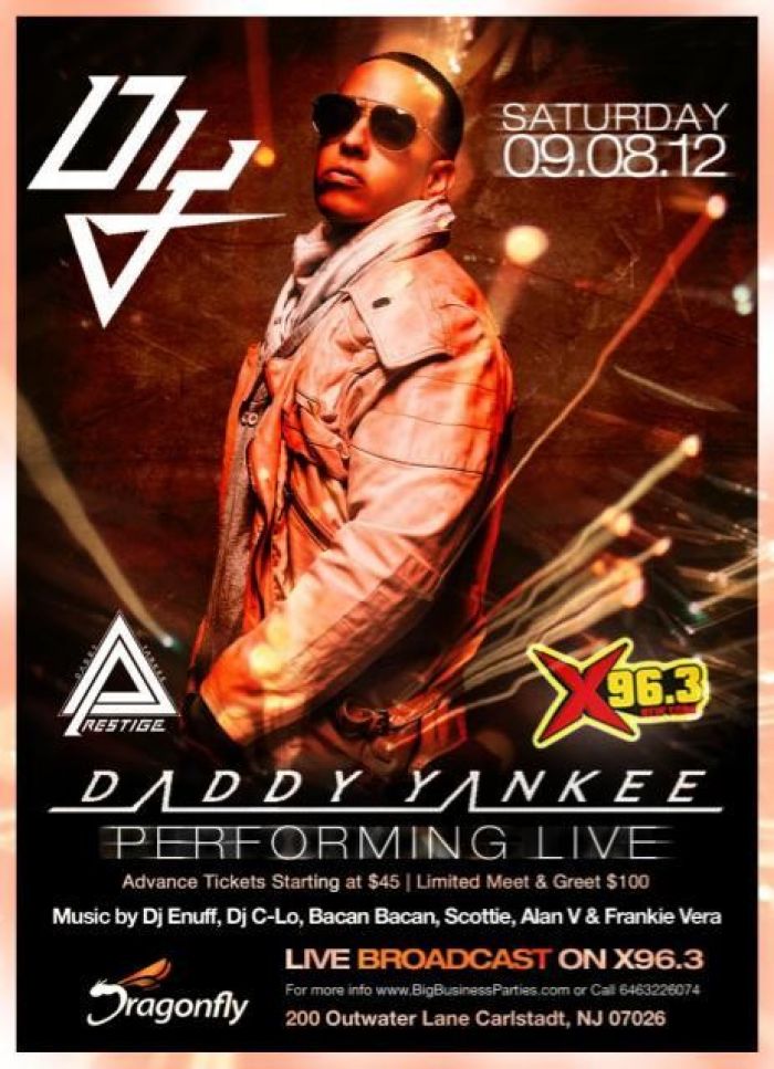 DADDY YANKEE Performing Live Saturday Sept 8th @ DRAGONFLY NJ