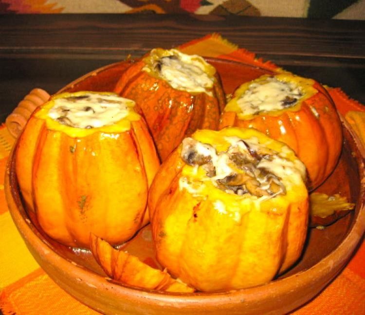 Fire-Roasted Acorn Squash Filled with Wild Mushroom Risotto and