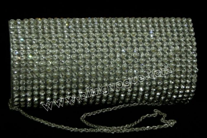 Silver Pearl Clutch For Brides
