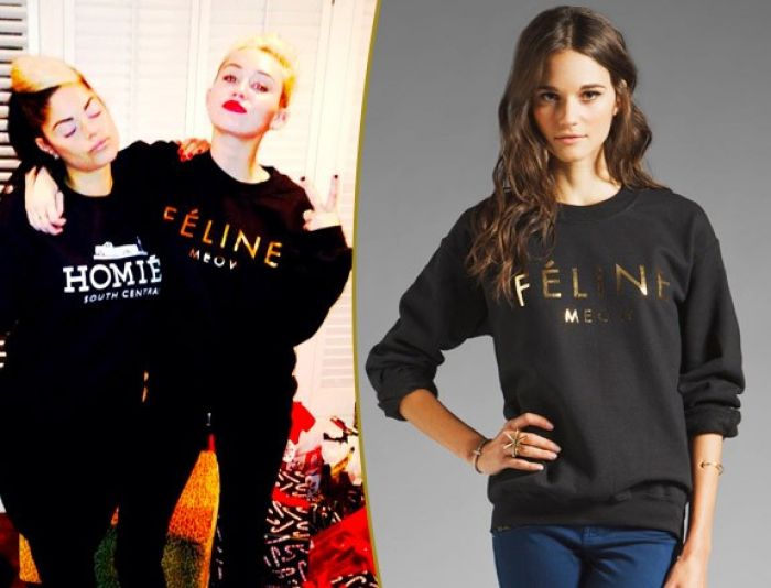 Miley Cyrus rocking Feline sweatshirt