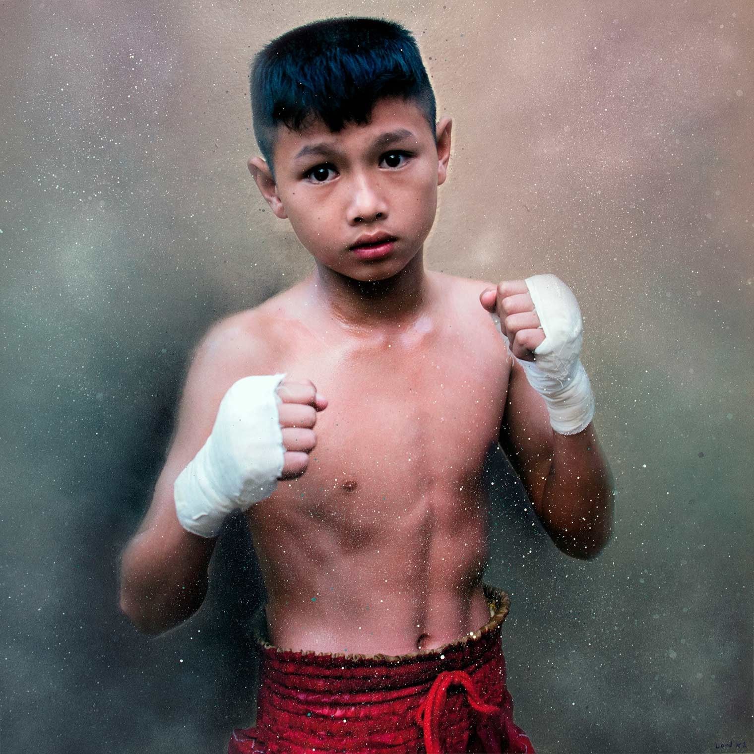 Muay Thai Boy. 40' x 40' canvas piece combining photography and