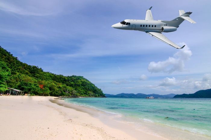 private jet landing island
