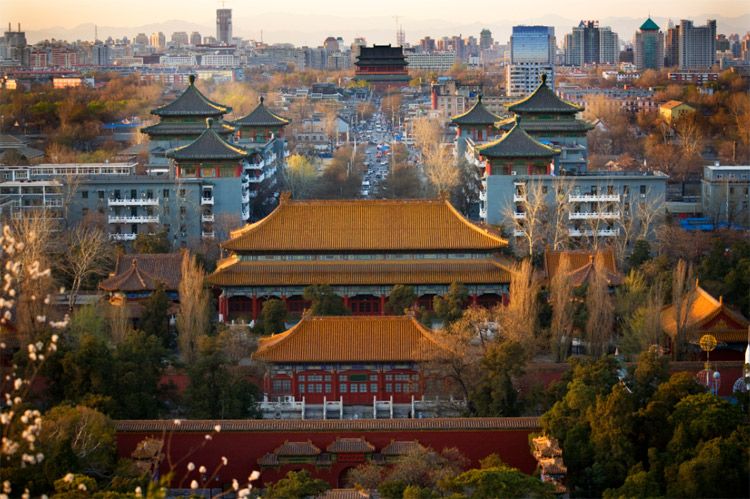 Jinshang Park Looking North at Drum Tower Beijing