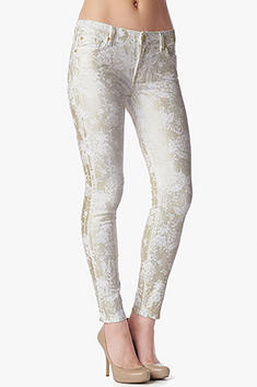 The Skinny White Floral Sprayed Lace: 7 For All Mankind